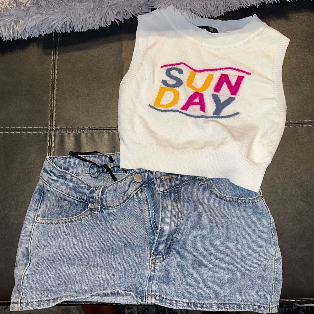 Washed Asymmetric Denim Skirt
